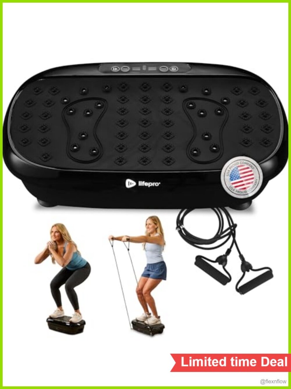 Compact Vibration Plate with Remote and Resistance Bands